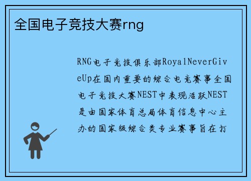 全国电子竞技大赛rng
